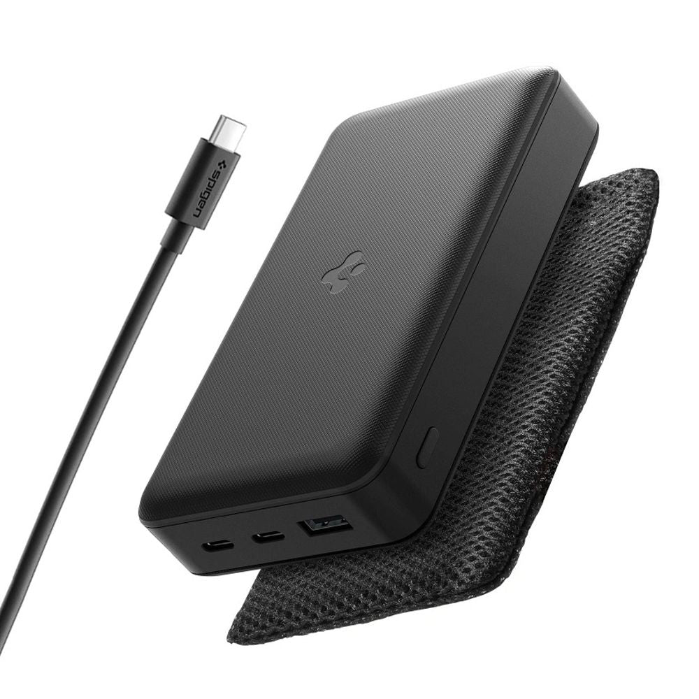 Spigen külső akkumulátor, 20000mAh, 30W, QC + PD, 1 x USB-A - 2 x USB-C, Fekete ABA09433