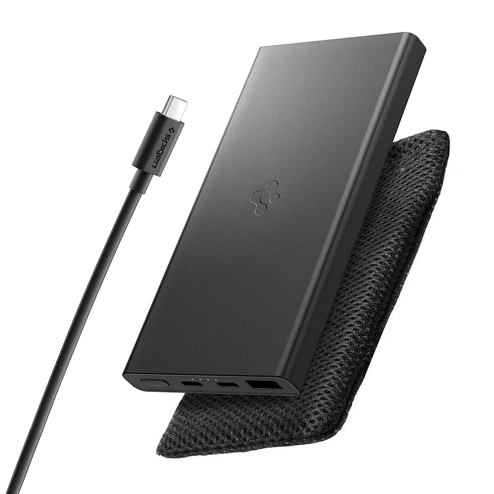 Spigen Essential külső akkumulátor, 10000mAh, 22.5W, QC + PD, 1 x USB-A - 2 x USB-C, Fekete ABA09431