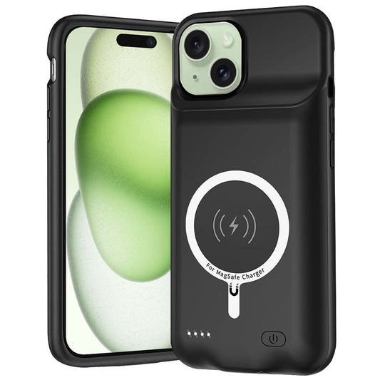 External Battery Case Wireless Techsuit Power Pro Battery for Apple iPhone 15, 7000mAh, Black