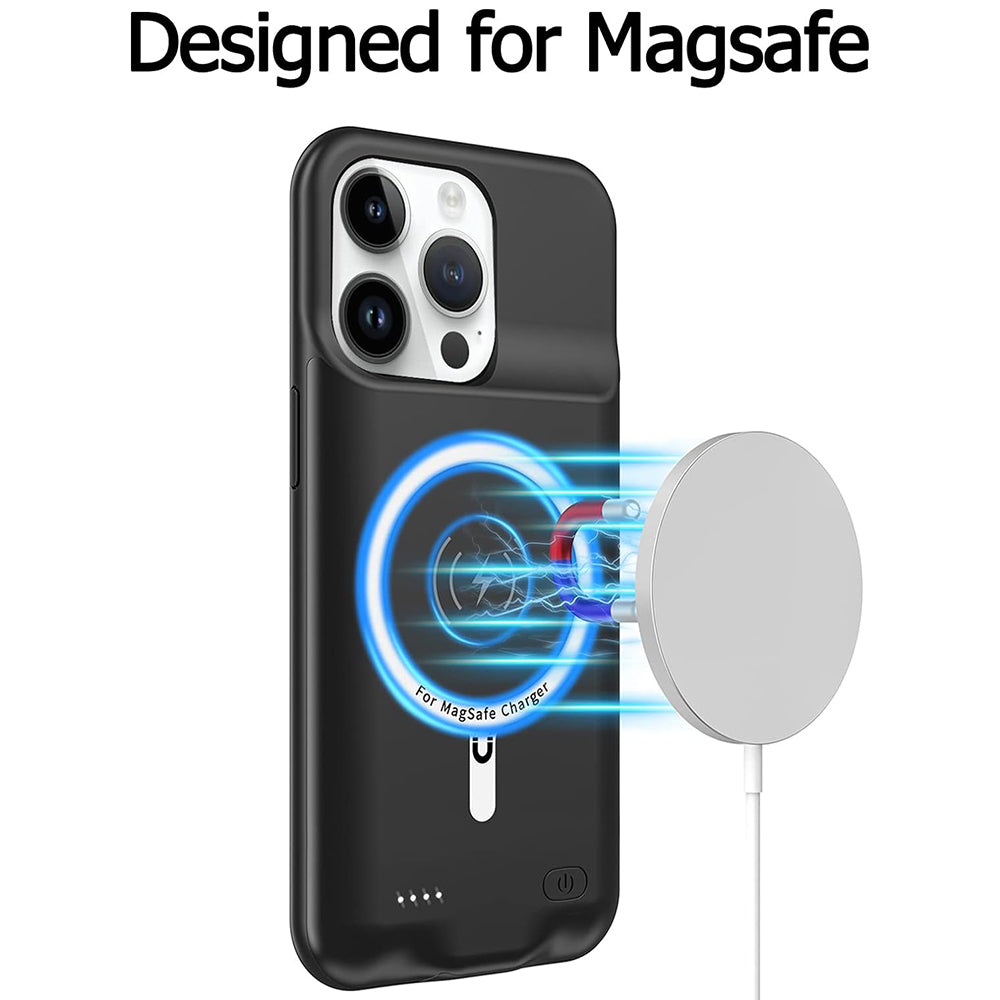 Külső Akkumulátor Tok Wireless Techsuit Power Pro Battery az Apple iPhone 15-höz, 7000mAh, Fekete