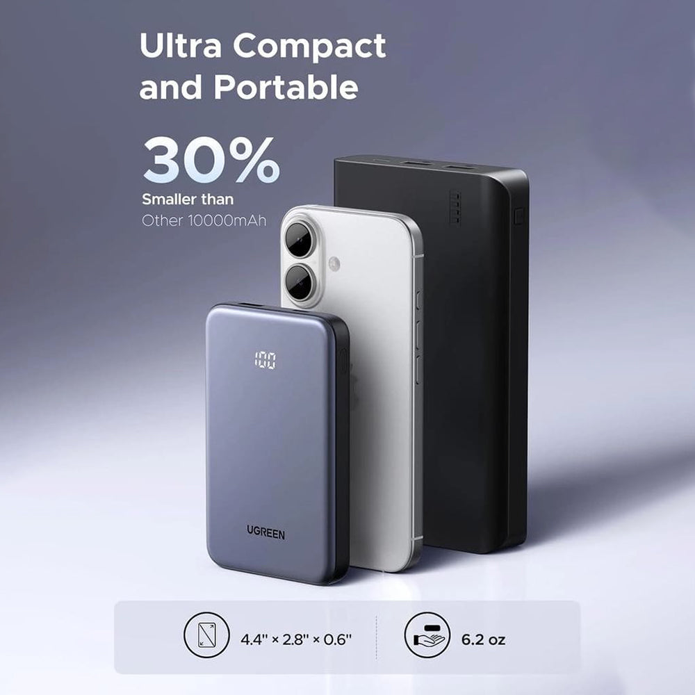 UGREEN 75131B külső akkumulátor, 10000mAh, 22.5W, QC + PD, 1 x USB-A - 1 x USB-C, szürke