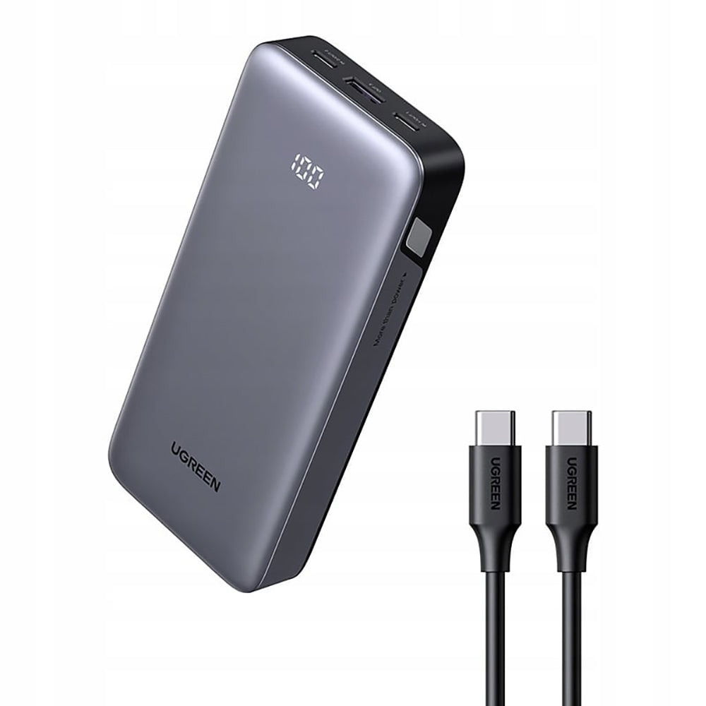 UGREEN Nexode PB532 külső akkumulátor (55989B), 20000mAh, 30W, QC + PD, 1 x USB-A - 2 x USB-C, Szürke