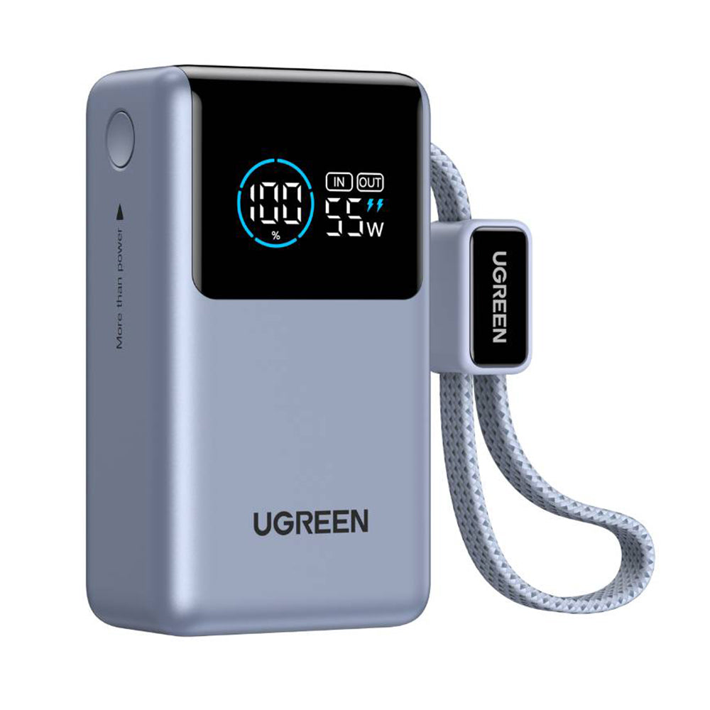 UGREEN Nexode Pro PB727 (75701B) külső akkumulátor, 10000mAh, 55W, QC + PD, 1 x USB-A - 2 x USB-C, Szürke