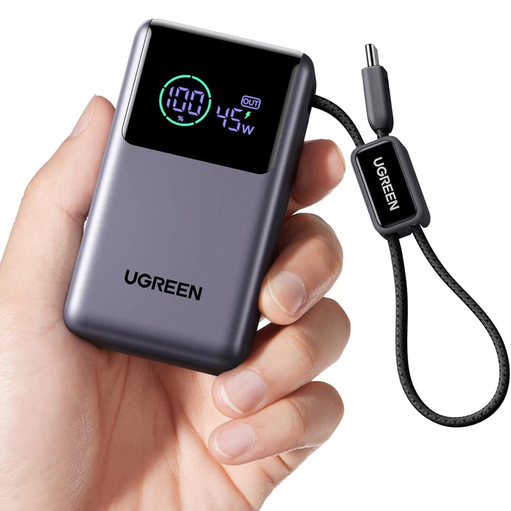 UGREEN Nexode Pro PB727 (85301B) külső akkumulátor, 10000mAh, 55W, QC + PD, 1 x USB-A - 2 x USB-C, Szürke