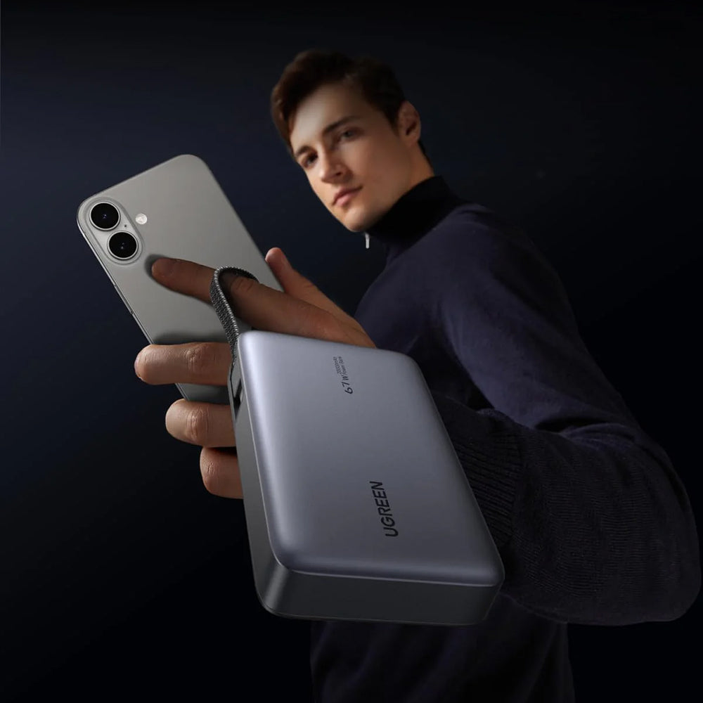 UGREEN PB550 külső akkumulátor, 20000mAh, 67W, QC + PD, 1 x USB-A - 2 x USB-C, szürke