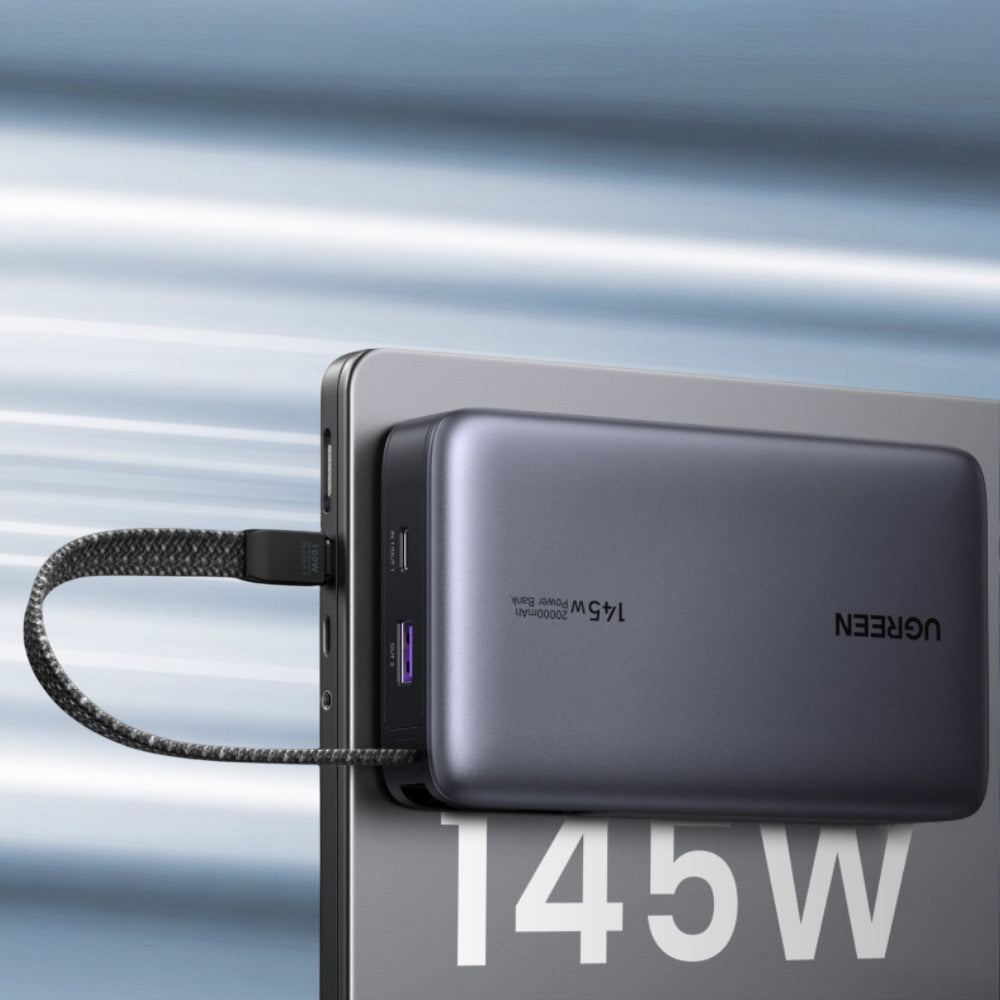 UGREEN PB551 külső akkumulátor (55992B), 20000mAh, 145W, QC + PD, 1 x USB-A - 2 x USB-C, szürke