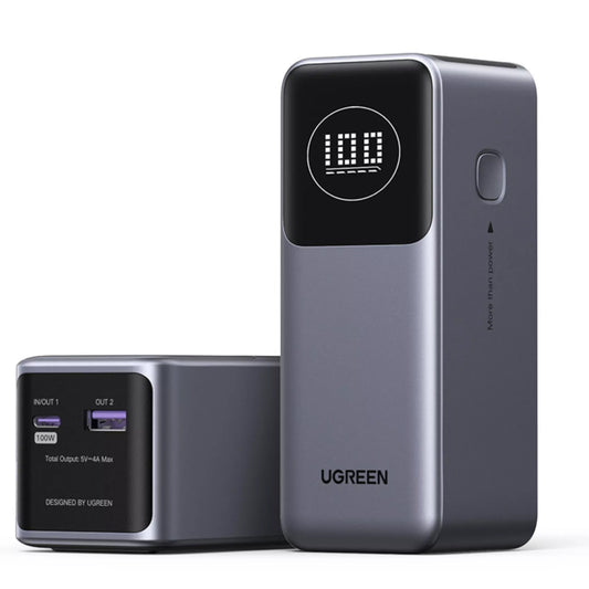 UGREEN PB724 külső akkumulátor, 12000mAh, 100W, QC + PD, 1 x USB-A - 1 x USB-C, szürke