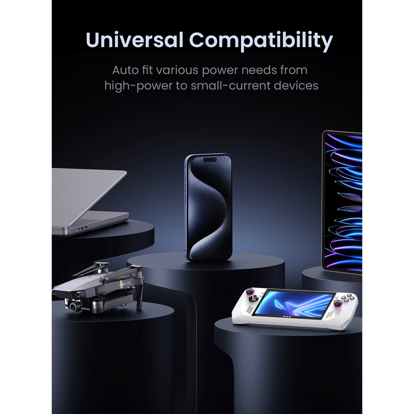 UGREEN PB770 külső akkumulátor, 48000mAh, 300W, QC + PD, 2 x USB-A - 3 x USB-C, szürke