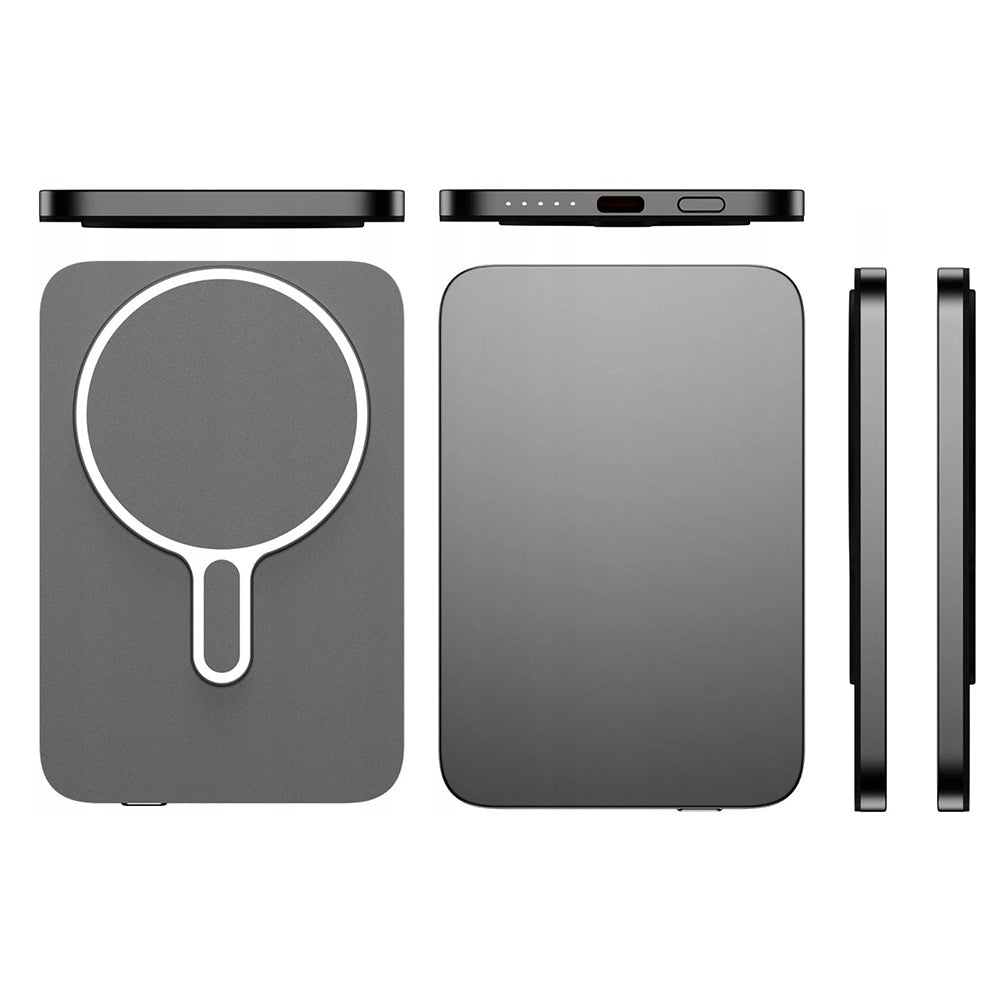 Vezeték nélküli külső akkumulátor 3MK MagSnap Go, 5000mAh, 20W, PD + FQI, 1 x QI - 1 x USB-C, Szürke