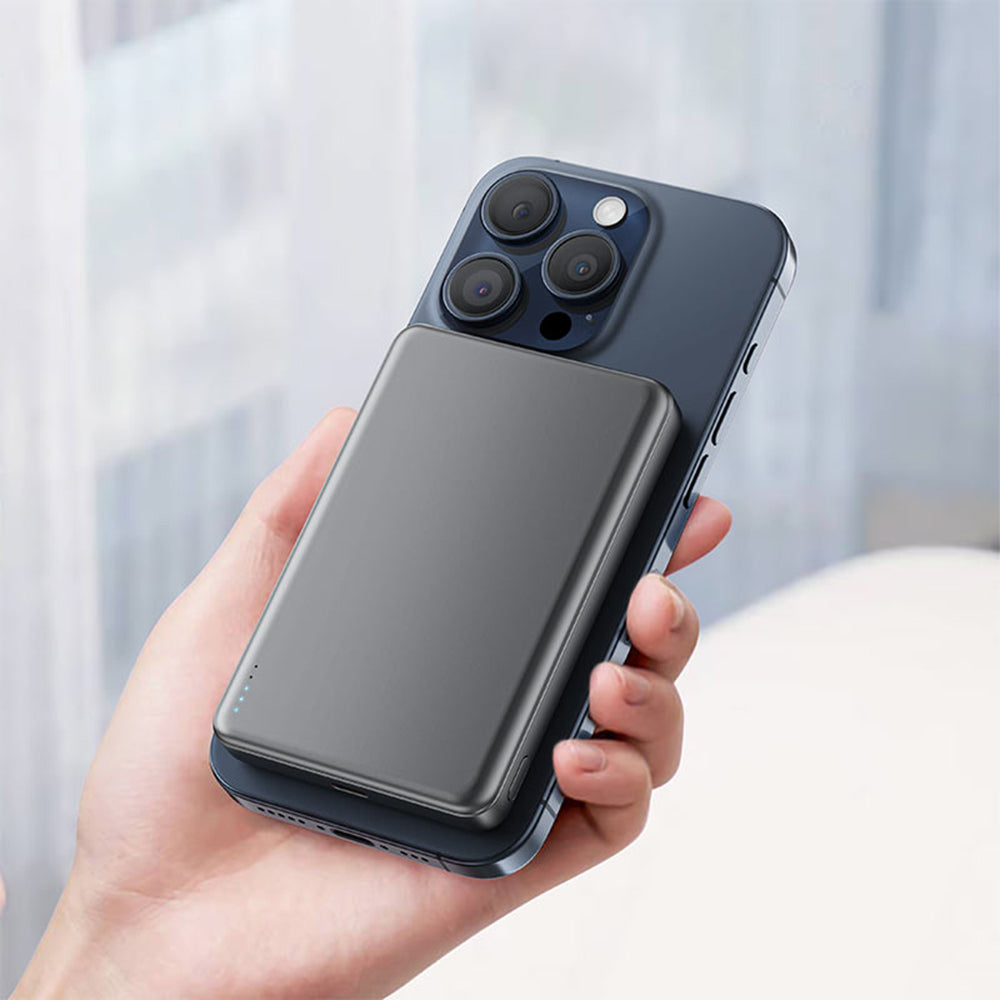 Acefast M12 vezeték nélküli külső akkumulátor, 10000mAh, 20W, PD + FQI, 1 x QI - 1 x USB-C, Fekete