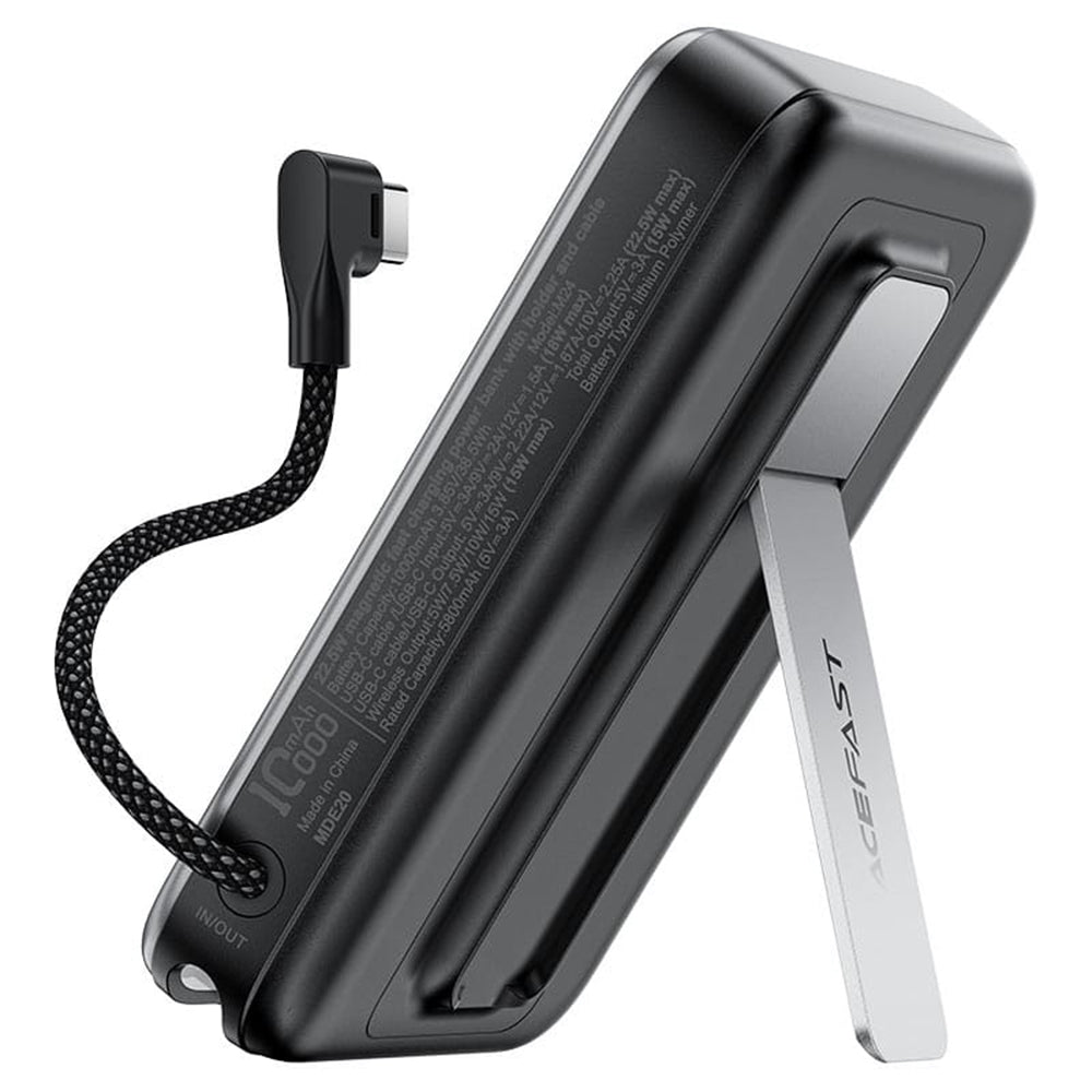 Vezeték nélküli külső akkumulátor Acefast M24, 10000mAh, 22.5W, PD + FQI, 1 x QI - 2 x USB-C, Szürke
