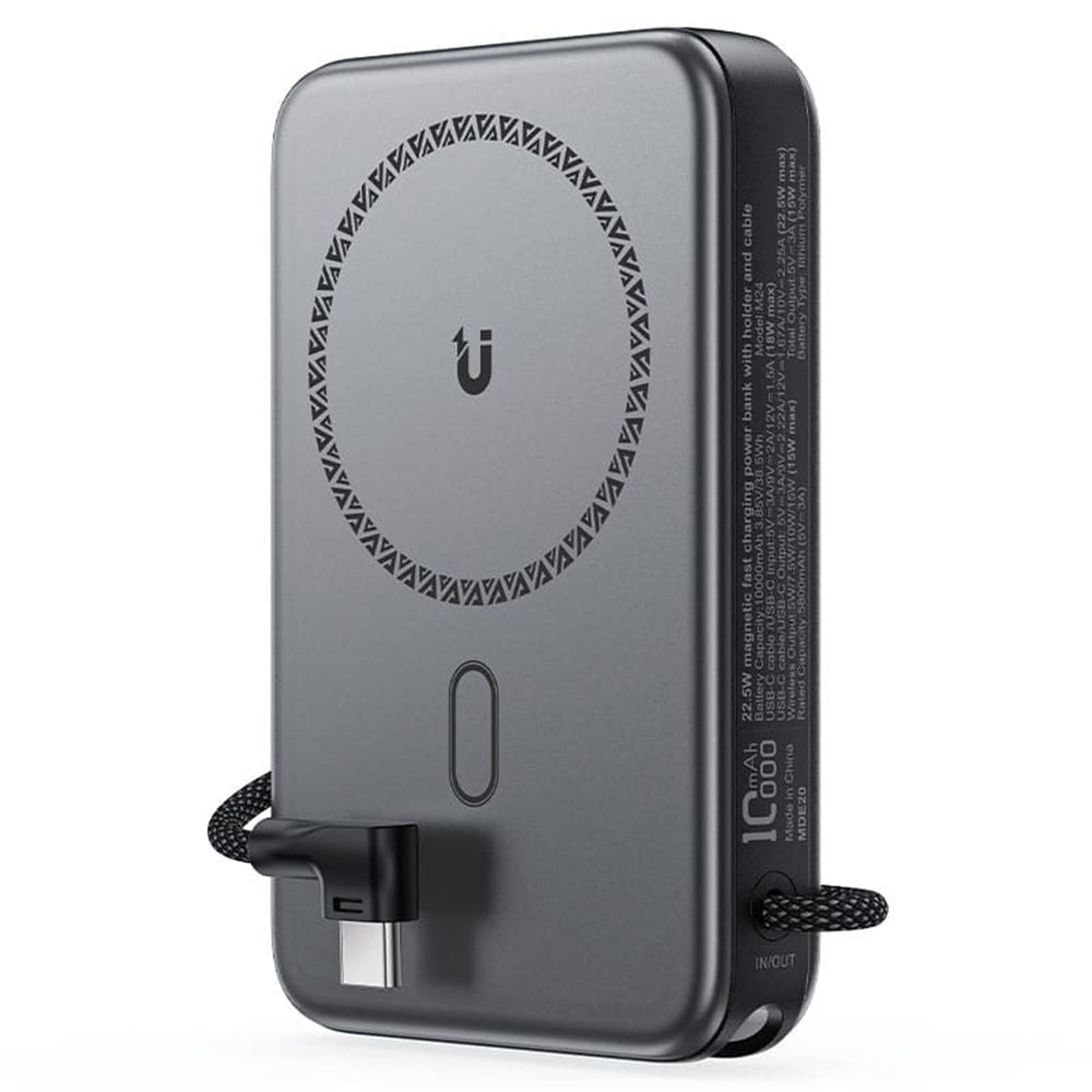 Vezeték nélküli külső akkumulátor Acefast M24, 10000mAh, 22.5W, PD + FQI, 1 x QI - 2 x USB-C, Szürke