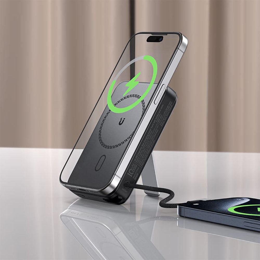 Vezeték nélküli külső akkumulátor Acefast M24, 10000mAh, 22.5W, PD + FQI, 1 x QI - 2 x USB-C, Szürke