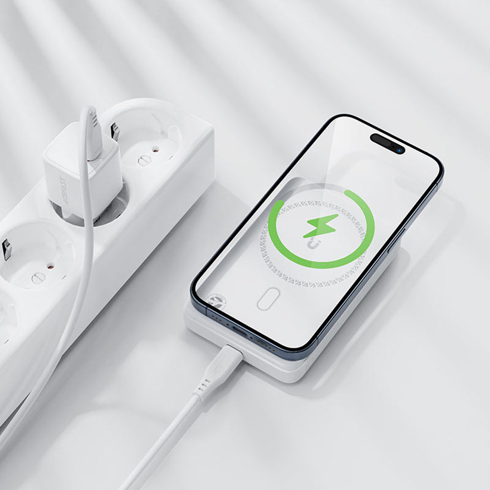 Acefast M26 vezeték nélküli külső akkumulátor, 10000mAh, 20W, PD + FQI, 1 x QI - 1 x USB-C, Fehér