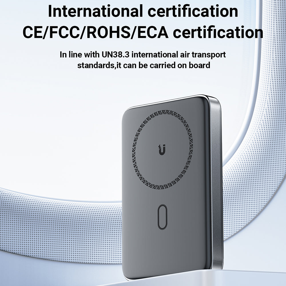 Acefast M6 vezeték nélküli külső akkumulátor, 10000mAh, 20W, PD + FQI, 1 x QI - 1 x USB-C, fekete