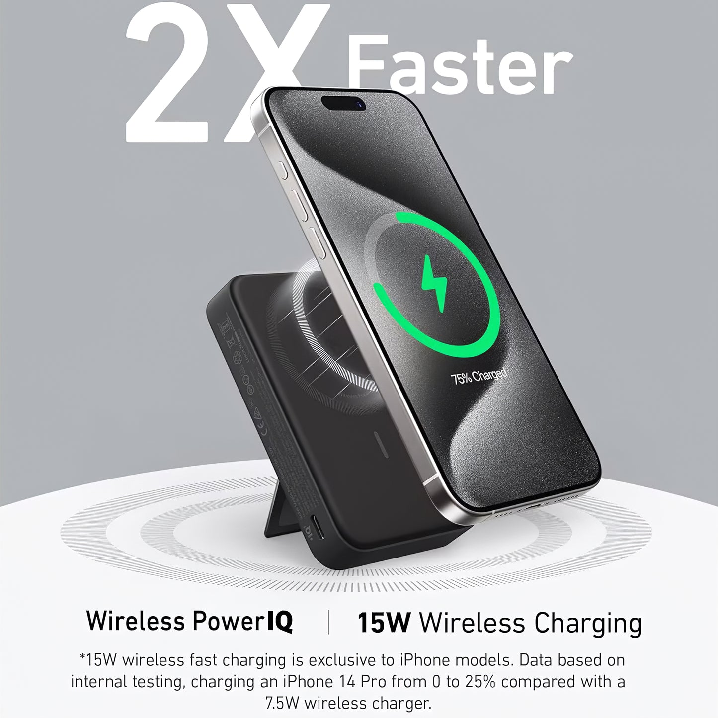 Anker MagGo vezeték nélküli külső akkumulátor, 10000mAh, 27W, PD + FQI, 1 x QI - 1 x USB-C, fekete A1654G11