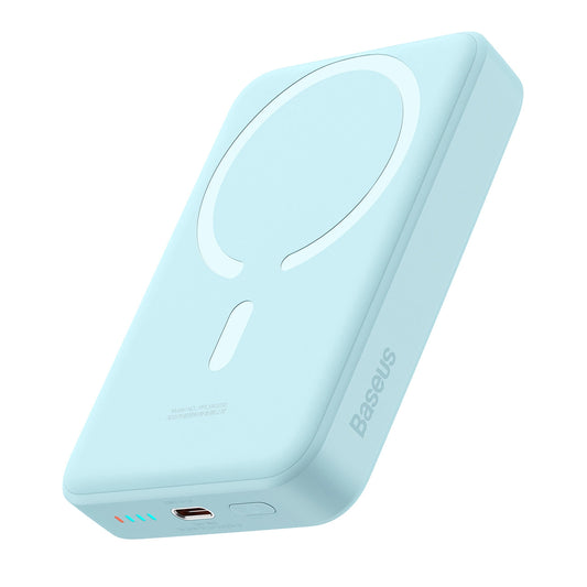 Baseus Magnetic Mini vezeték nélküli külső akkumulátor, 10000mAh, 30W, PD + FQI, 1 x QI - 1 x USB-C, Kék PPCX110203