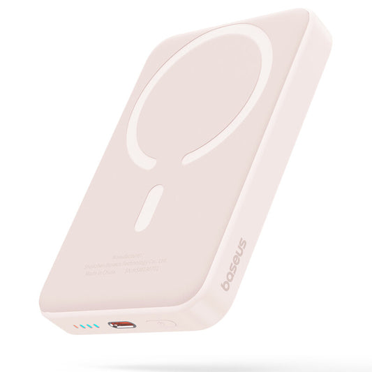 Baseus Magnetic Mini vezeték nélküli külső akkumulátor, 10000mAh, 20W, PD + FQI, 1 x QI - 1 x USB-C, Rózsaszín P10059001413-00