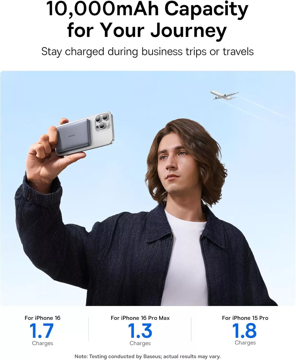 Baseus PicoGo AM41 külső vezeték nélküli akkumulátor, 10000mAh, 27W, PD + FQI, 1 x QI - 1 x USB-C, Szürke E0027200