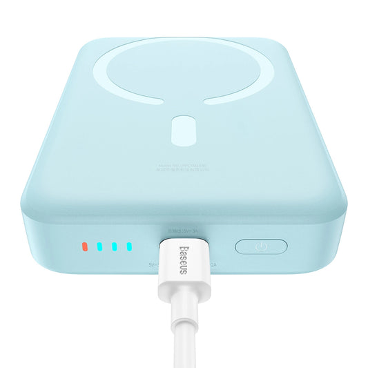 Baseus Magnetic Mini vezeték nélküli külső akkumulátor, 10000mAh, 30W, PD + FQI, 1 x QI - 1 x USB-C, Kék PPCX110203