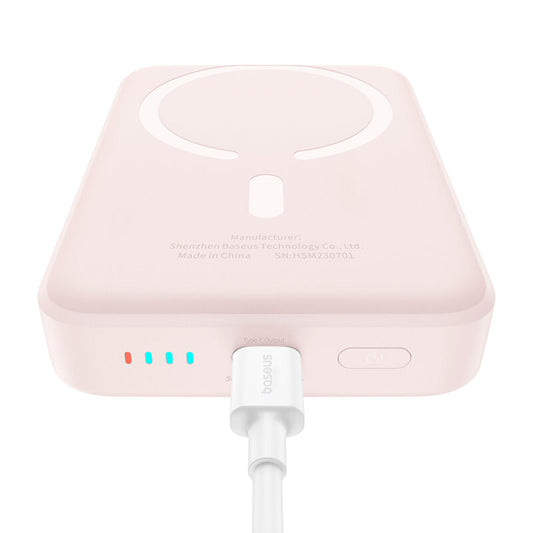 Baseus Magnetic Mini vezeték nélküli külső akkumulátor, 10000mAh, 20W, PD + FQI, 1 x QI - 1 x USB-C, Rózsaszín P10059001413-00