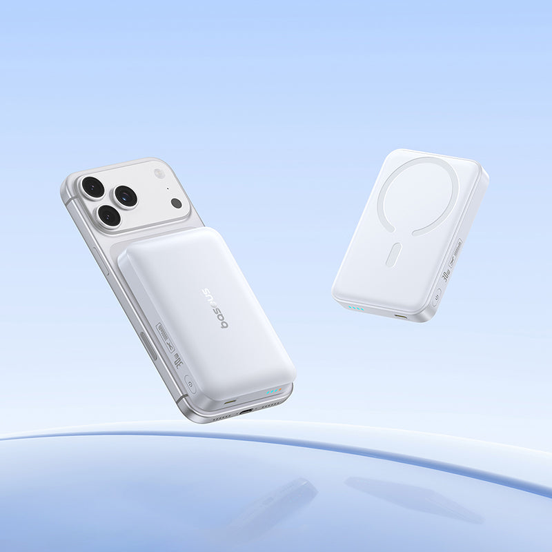 Baseus EnerFill FM11 Wireless External Battery, 10000mAh, 30W, PD + FQI, 1 x QI - 1 x USB-C, White