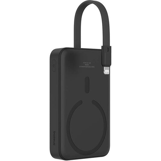 Baseus Magnetic Mini vezeték nélküli külső akkumulátor, 10000mAh, 20W, PD + FQI, 1 x Lightning - 1 x QI - 1 x USB-C, fekete P10022109113113113-00