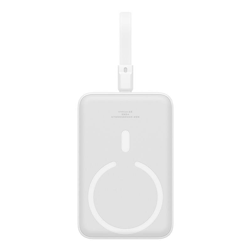 Baseus Magnetic Mini vezeték nélküli külső akkumulátor, 10000mAh, 20W, PD + FQI, 1 x Lightning - 1 x QI - 1 x USB-C, Fehér P10022109223-00