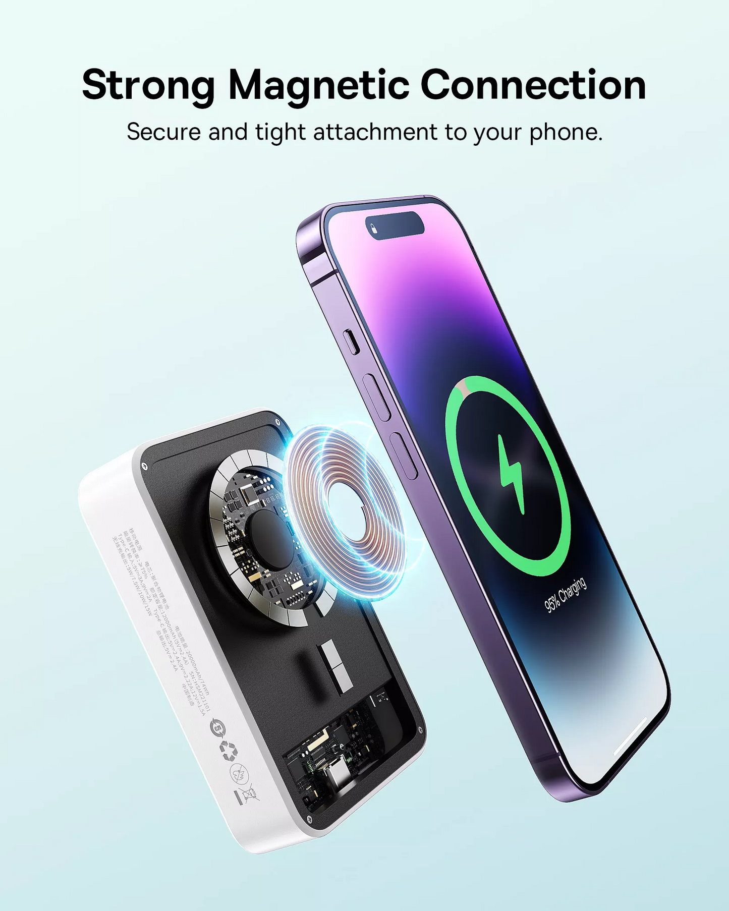 Baseus EnerFill FM41 Mini vezeték nélküli külső akkumulátor, 20000mAh, 20W, PD + FQI, 1 x QI - 1 x USB-C, Fehér E0027U01