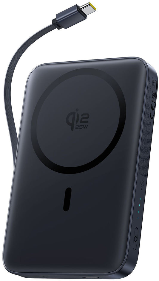 Baseus PicoGo AM61 vezeték nélküli külső akkumulátor, 10000mAh, 45W, PD + FQI, 1 x QI - 2 x USB-C, Fekete E0028V00