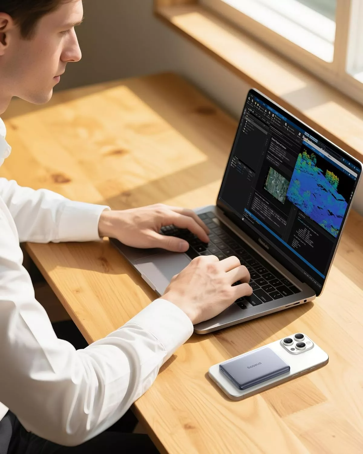 Baseus PicoGo AM41 külső vezeték nélküli akkumulátor, 10000mAh, 27W, PD + FQI, 1 x QI - 1 x USB-C, Szürke E0027200