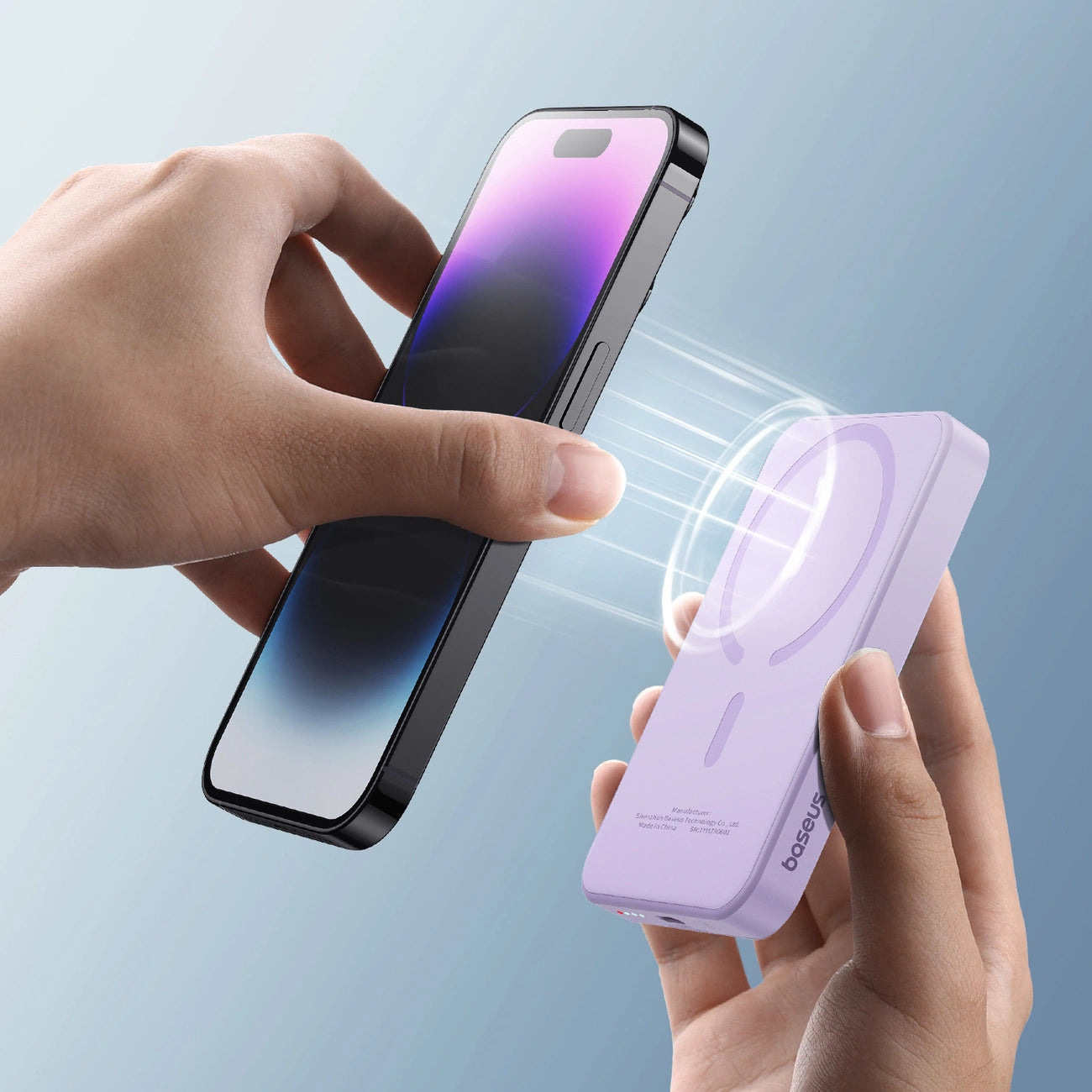 Baseus Magnetic Mini vezeték nélküli külső akkumulátor, 5000mAh, 20W, PD + FQI, 1 x QI - 1 x USB-C, Lila P10022107513