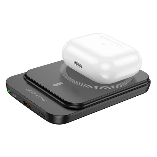 Borofone BJ63 Nimble vezeték nélküli külső akkumulátor, 5000mAh, 20W, PD + FQI, 1 x QI - 1 x USB-C, Fekete