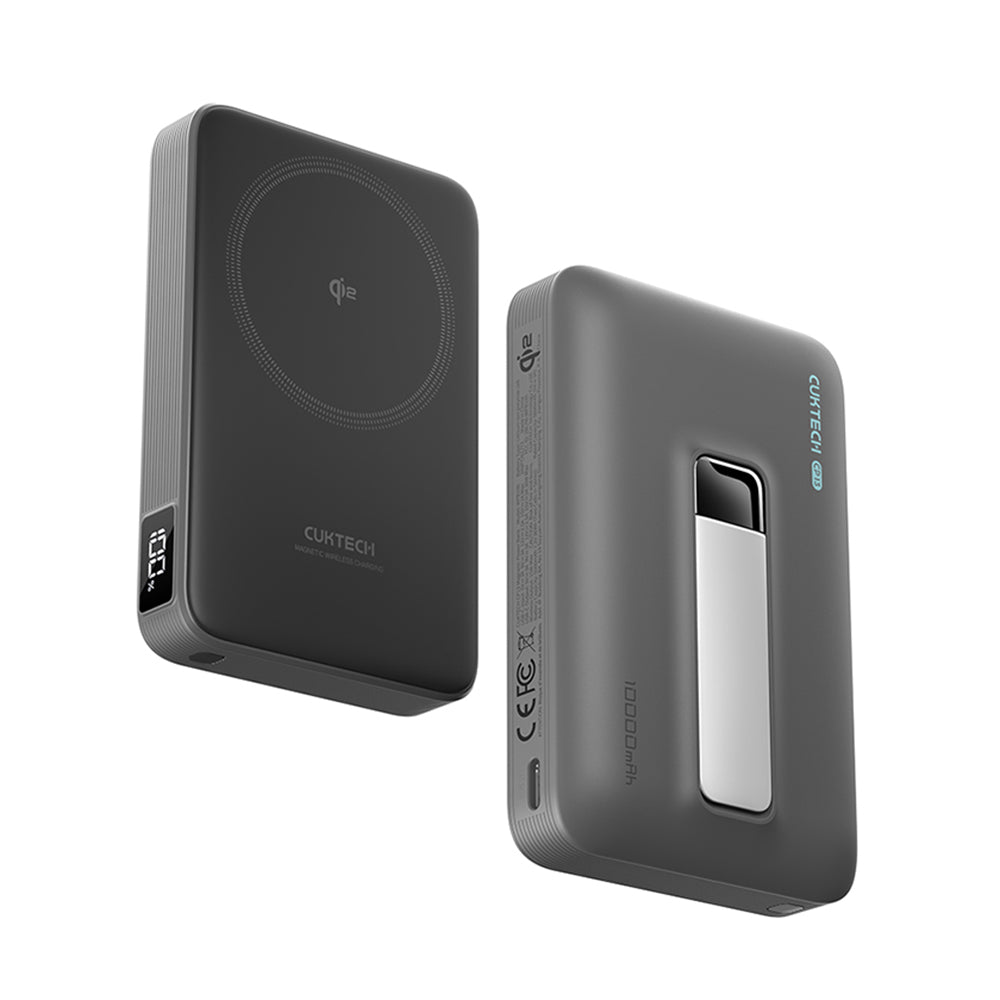 Cuktech WPB100 vezeték nélküli külső akkumulátor, 10000mAh, 30W, PD + FQI, 1 x QI - 1 x USB-C, szürke CUWPB100GLBK