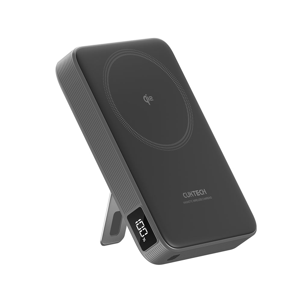 Cuktech WPB100 vezeték nélküli külső akkumulátor, 10000mAh, 30W, PD + FQI, 1 x QI - 1 x USB-C, szürke CUWPB100GLBK