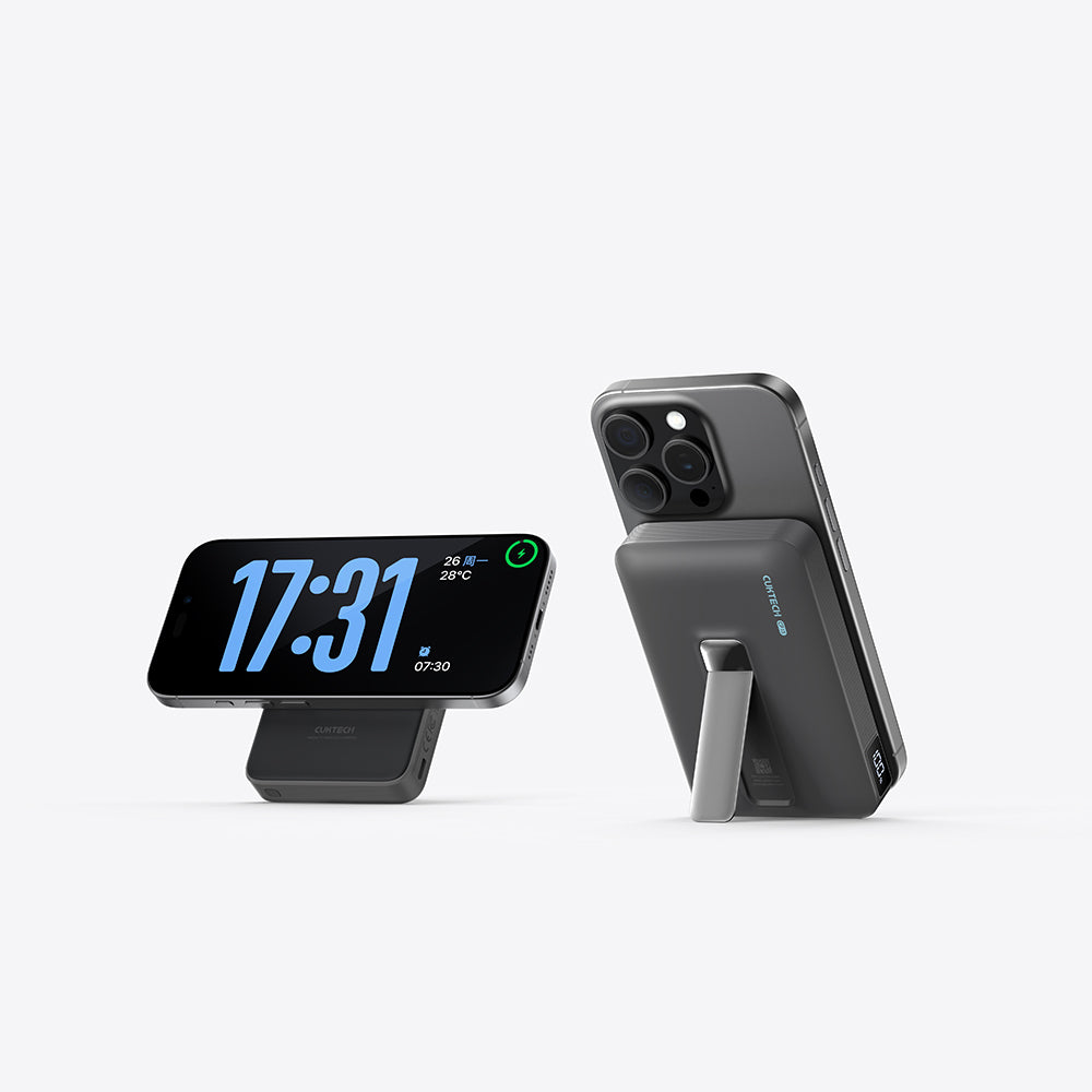 Cuktech WPB100 vezeték nélküli külső akkumulátor, 10000mAh, 30W, PD + FQI, 1 x QI - 1 x USB-C, szürke CUWPB100GLBK