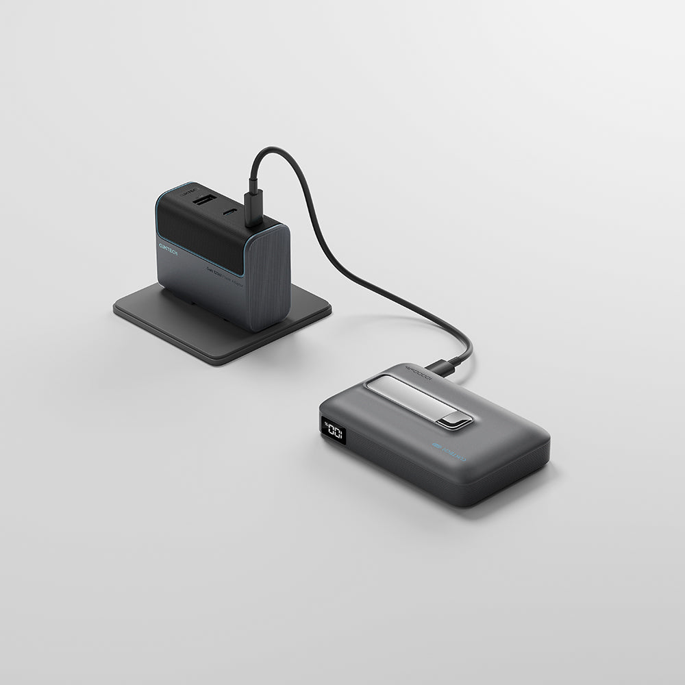 Cuktech WPB100 vezeték nélküli külső akkumulátor, 10000mAh, 30W, PD + FQI, 1 x QI - 1 x USB-C, szürke CUWPB100GLBK