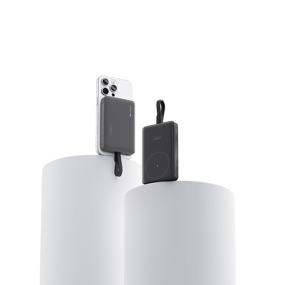 Cuktech WPB100L vezeték nélküli külső akkumulátor, 10000mAh, 22,5W, PD + FQI, 1 x QI - 2 x USB-C, fekete CKWPB100LGLBK