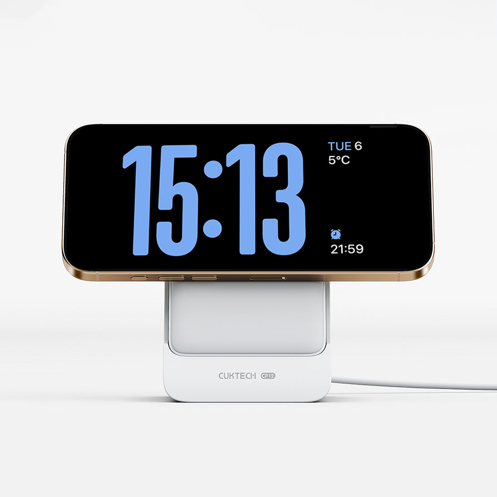 Cuktech WPB100N vezeték nélküli külső akkumulátor, 10000mAh, 20W, PD + FQI, 1 x QI - 1 x USB-C, Fehér CKWPB100NGLGR