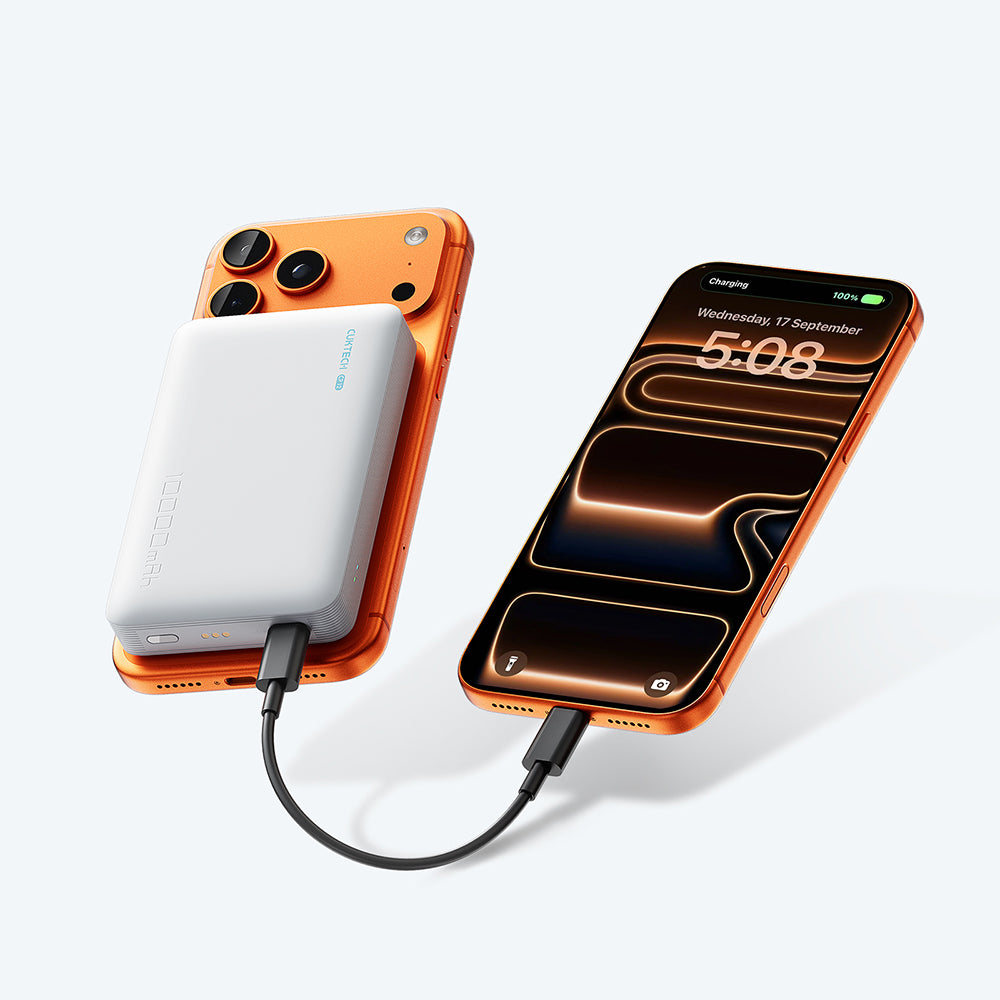 Cuktech WPB100N vezeték nélküli külső akkumulátor, 10000mAh, 20W, PD + FQI, 1 x QI - 1 x USB-C, Fehér CKWPB100NGLGR