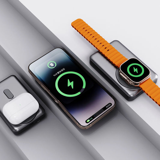 Dudao K29 vezeték nélküli külső akkumulátor, 10000mAh, 20W, PD + FQI, 1 x Lightning - 1 x QI - 1 x USB-C, szürke