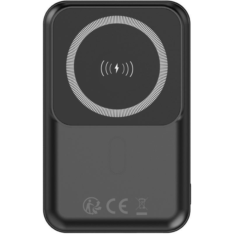 Forever MATB-100 vezeték nélküli külső akkumulátor, 10000mAh, 22,5W, QC + PD + FQI, 1 x QI - 1 x USB-A - 1 x USB-C, fekete színű