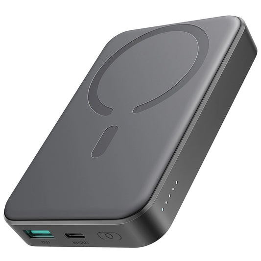 Joyroom JR-W020 vezeték nélküli külső akkumulátor, 10000mAh, 20W, QC + PD + FQI, 1 x QI - 1 x USB-A - 1 x USB-C, Fekete