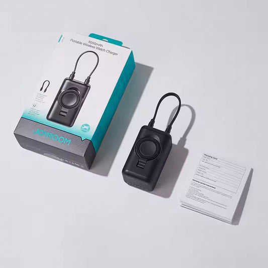 Joyroom JR-W13 vezeték nélküli külső akkumulátor, 5000mAh, 18W, PD + QI, 1 x Lightning - 1 x QI - 1 x USB-C, Fekete