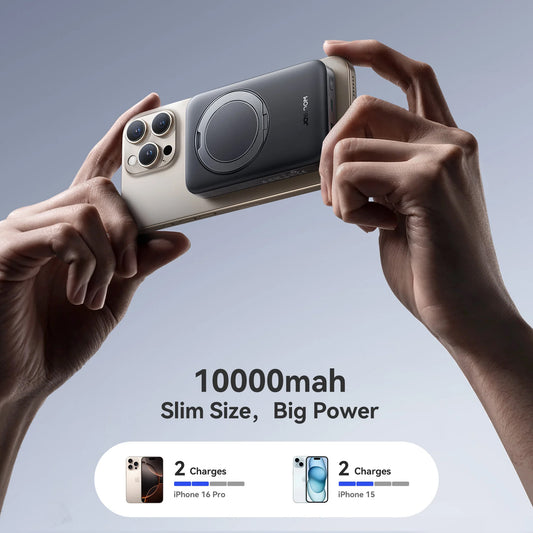 Joyroom JR-PBM12 vezeték nélküli külső akkumulátor, 10000mAh, 22.5W, QC + PD + FQI, 1 x QI - 1 x USB-A - 1 x USB-C, Fekete