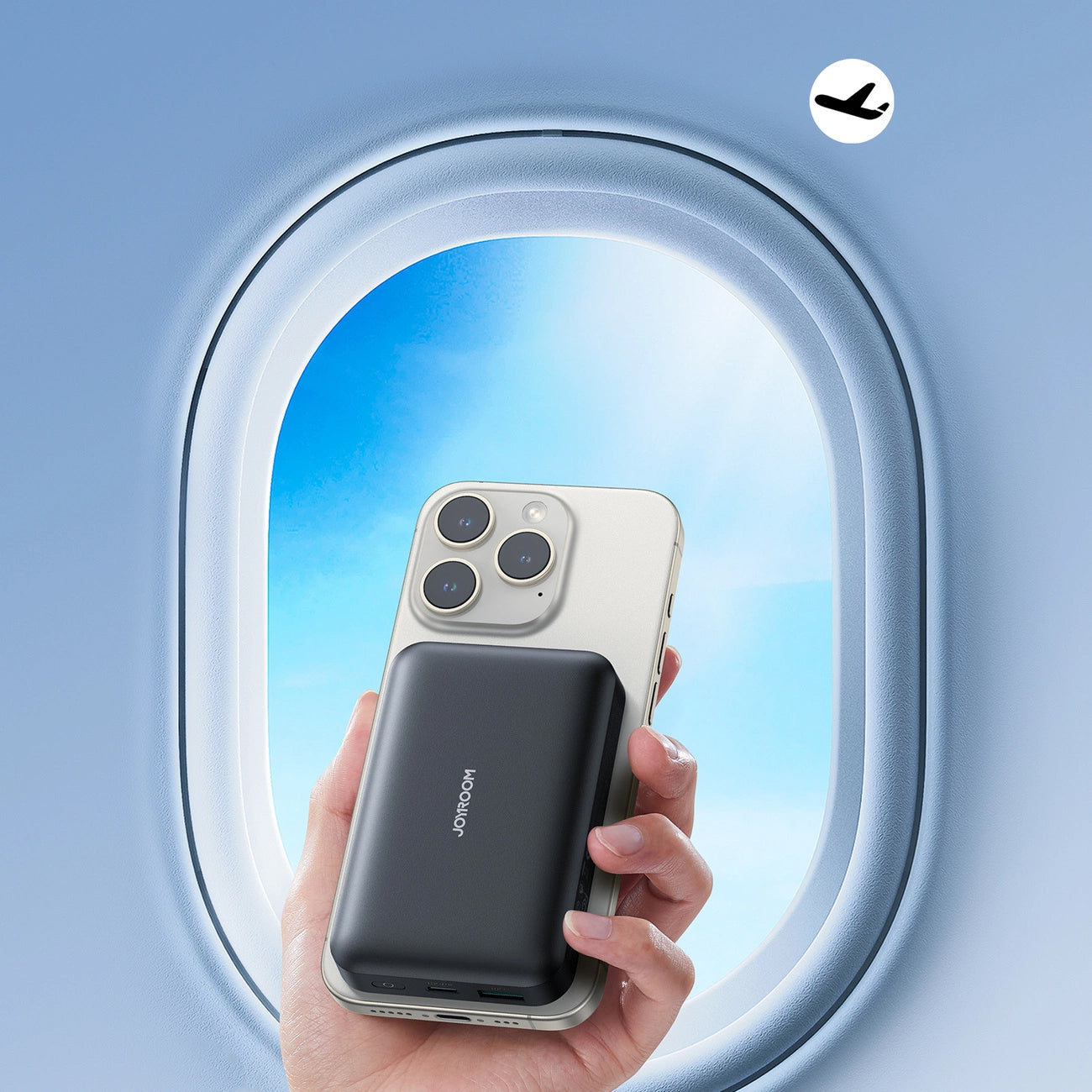 Joyroom JR-W020 vezeték nélküli külső akkumulátor, 10000mAh, 20W, QC + PD + FQI, 1 x QI - 1 x USB-A - 1 x USB-C, Fekete