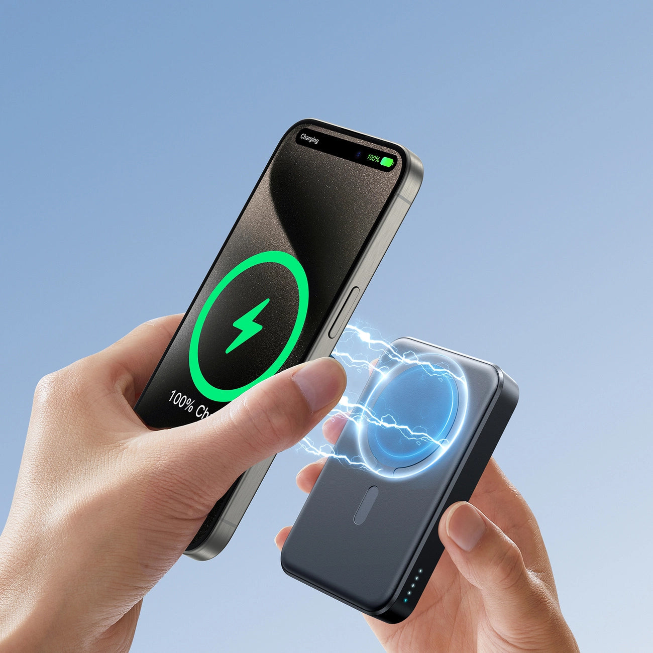 Joyroom JR-W020 vezeték nélküli külső akkumulátor, 10000mAh, 20W, QC + PD + FQI, 1 x QI - 1 x USB-A - 1 x USB-C, Fekete