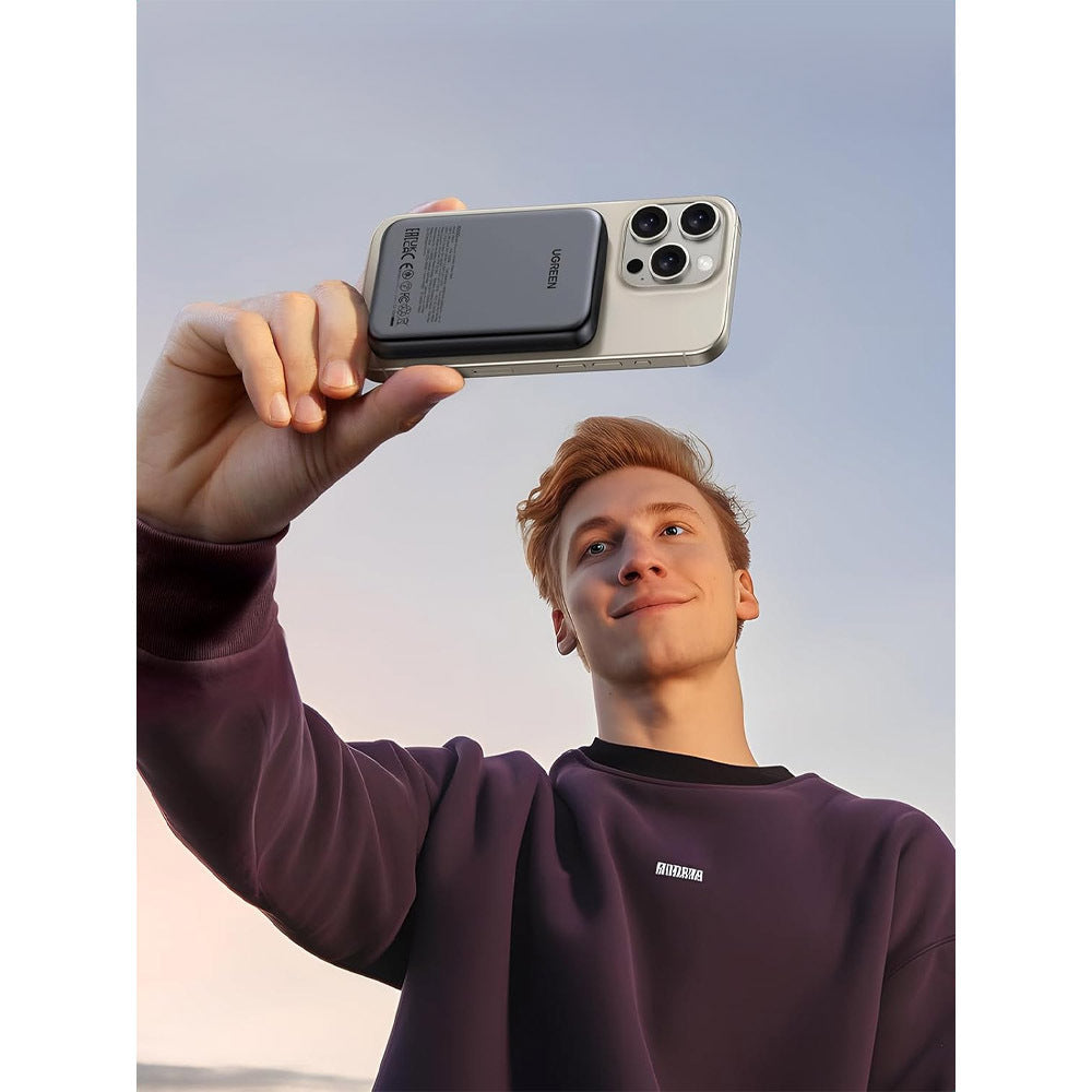 UGREEN PB561 Wireless External Battery, 10000mAh, 20W, PD + FQI, 1 x QI - 1 x USB-C, Black