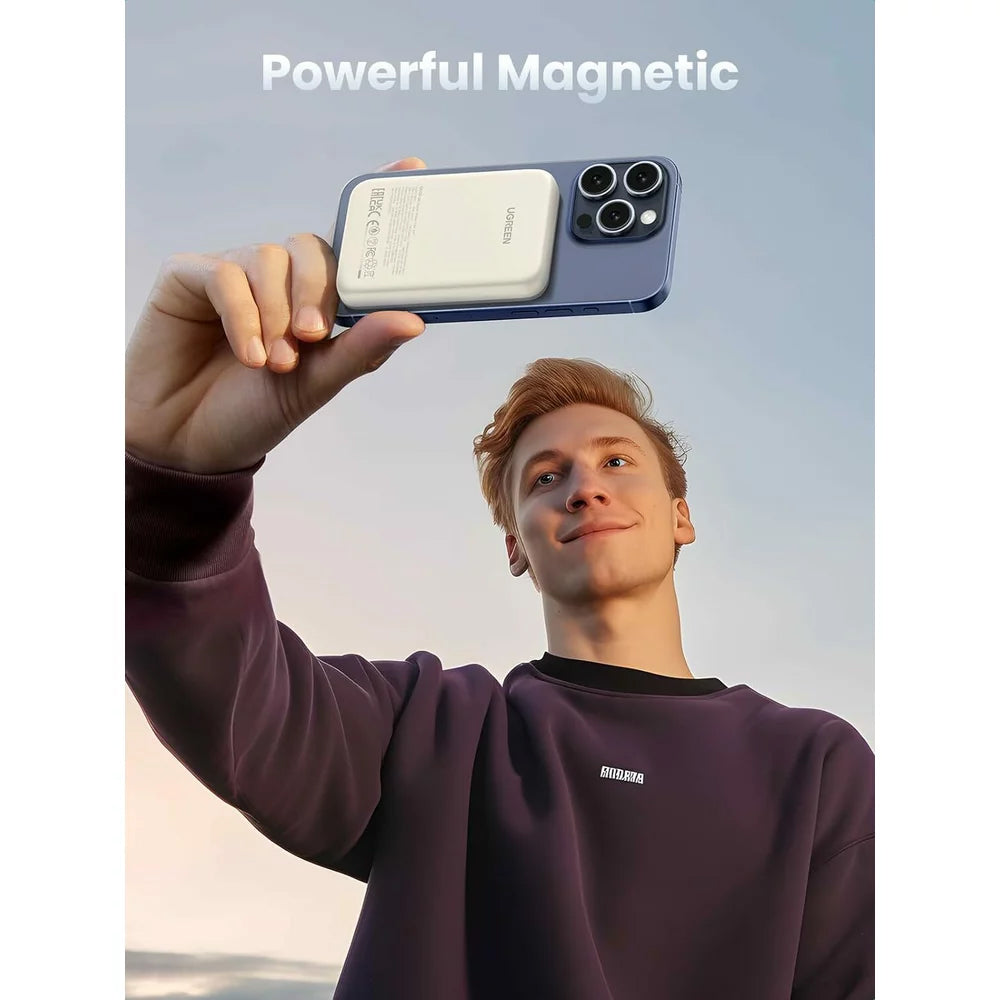 UGREEN PB561 vezeték nélküli külső akkumulátor, 10000mAh, 20W, PD + FQI, 1 x QI - 1 x USB-C, bézs