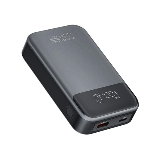 XO Design PR232 külső akkumulátor, 10000mAh, 33W, QC + PD, 1 x USB-A - 1 x USB-C, Fekete